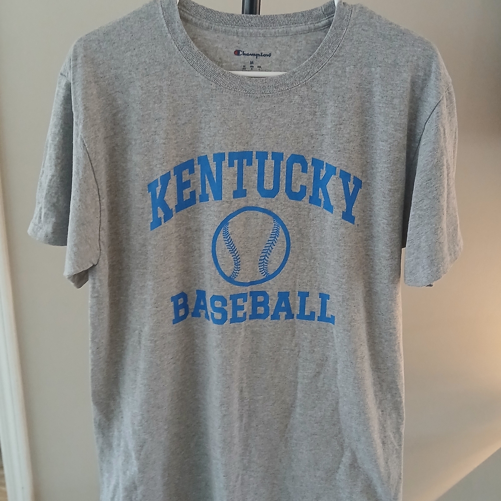 Champion Gray Tee with Blue Kentucky Baseball Graphic